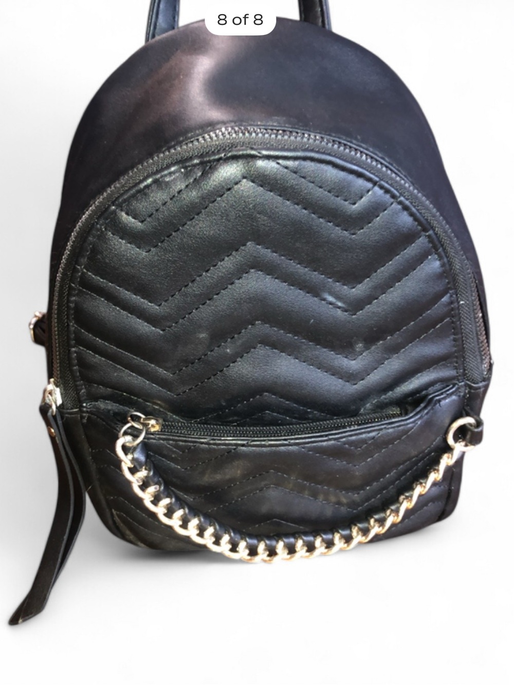 Black mini backpack with chain